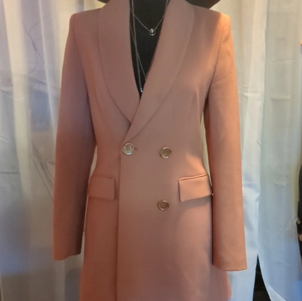 Zara Double-Breasted Blazer in Peach - Picture 1 of 4